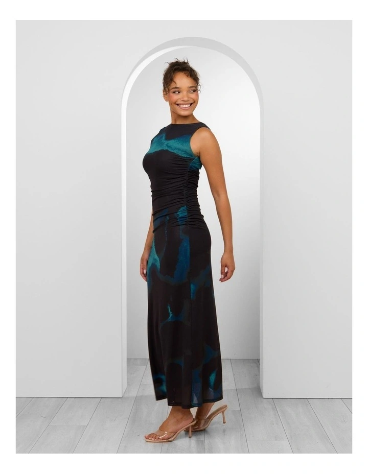 Nandini Twist Mesh Maxi Dress in Abstract Print image 3