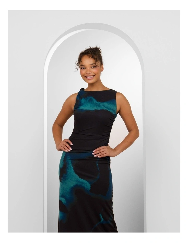 Nandini Twist Mesh Maxi Dress in Abstract Print image 4