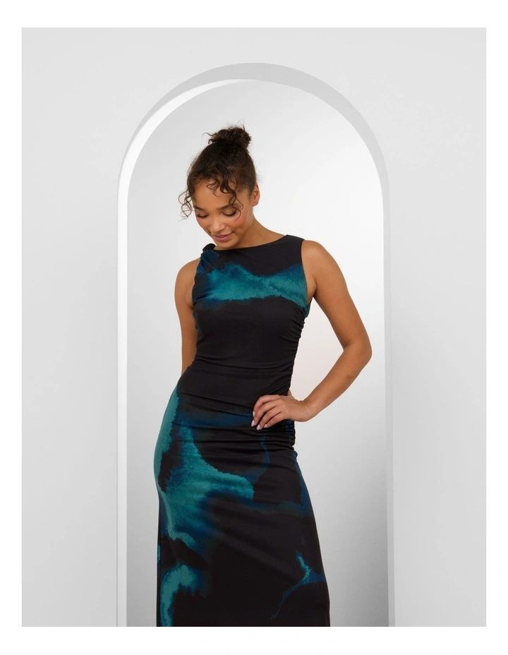 Nandini Twist Mesh Maxi Dress in Abstract Print image 5