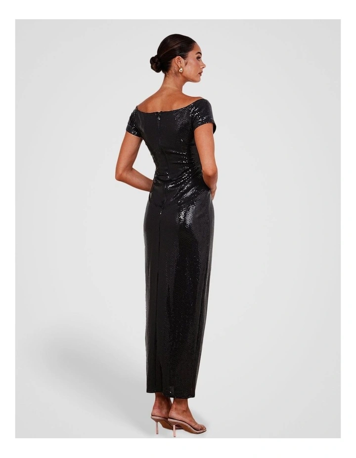 Raven Off Shoulder Twist Gown in Black image 2