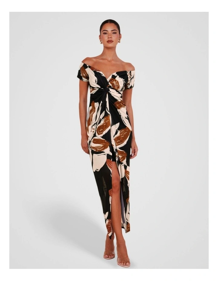 Solange Off Shoulder Gown in Print image 1