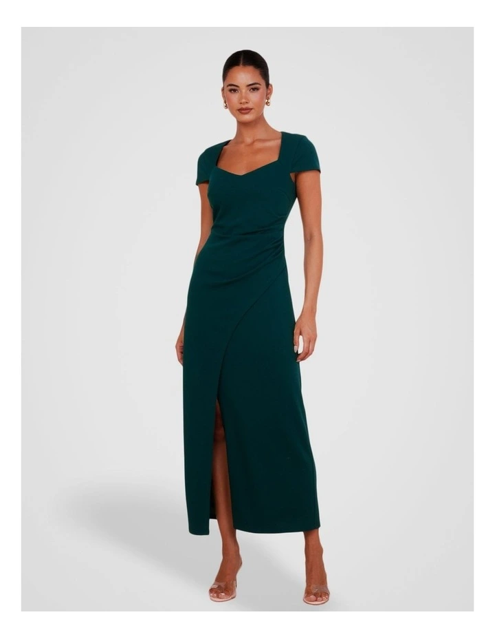 Alannah Cap Sleeve Midi Dress in Emerald image 1