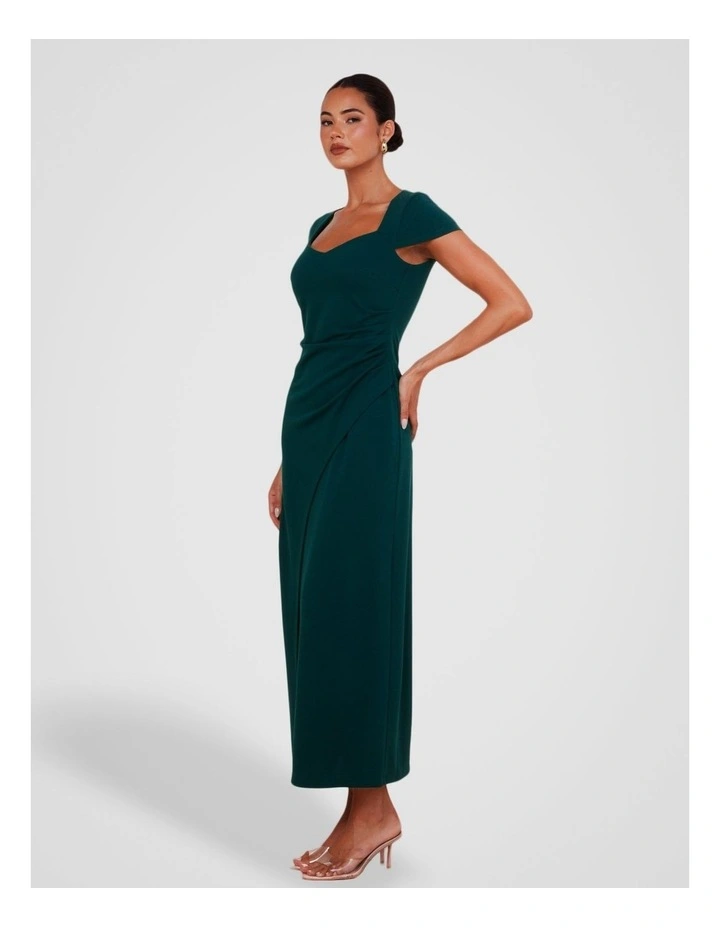 Alannah Cap Sleeve Midi Dress in Emerald image 3