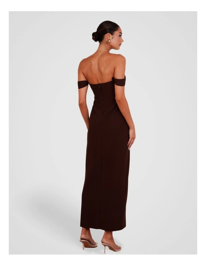 Peeta Off Shoulder Gown in Brown image 2