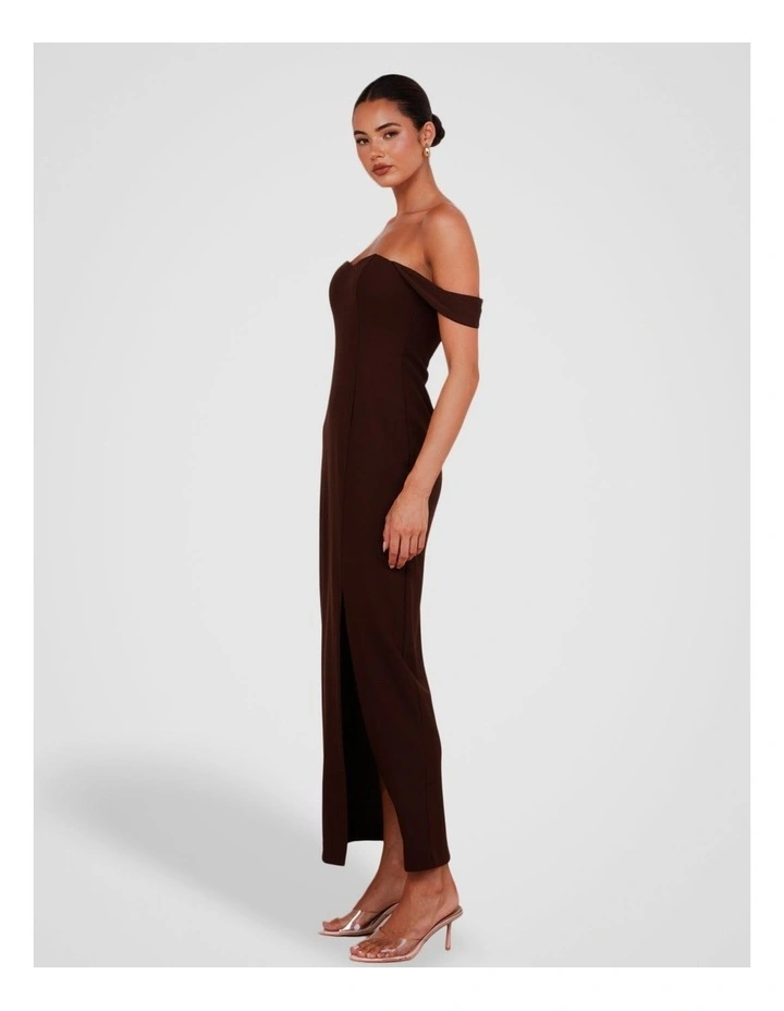 Peeta Off Shoulder Gown in Brown image 3