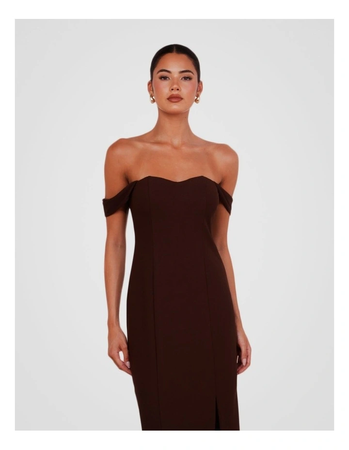 Peeta Off Shoulder Gown in Brown image 4