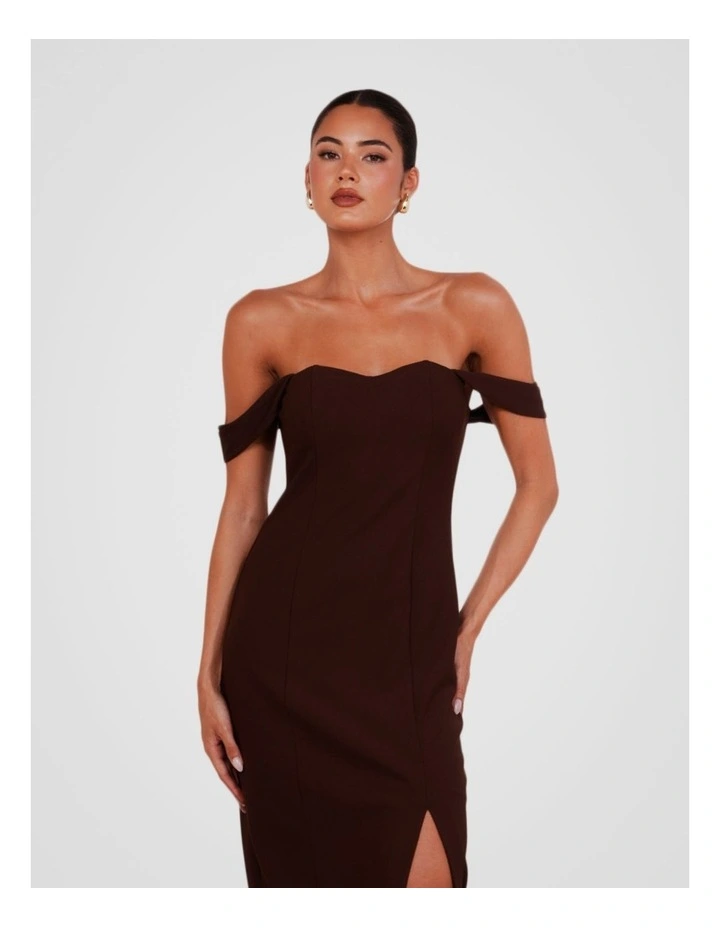 Peeta Off Shoulder Gown in Brown image 5