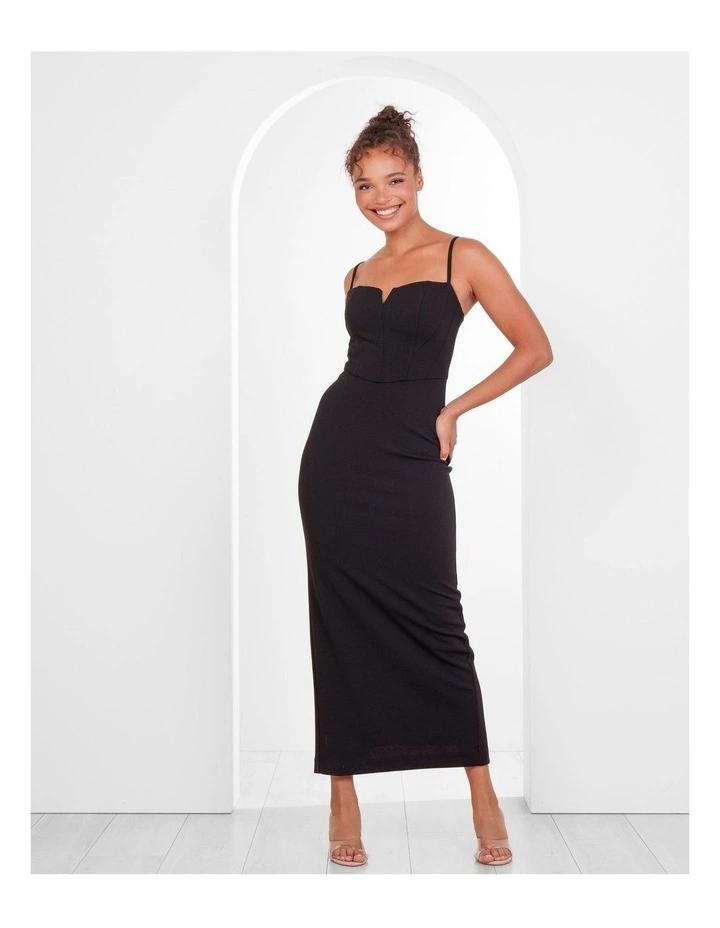 Neve Sleeveless Corset Gown in Black image 7