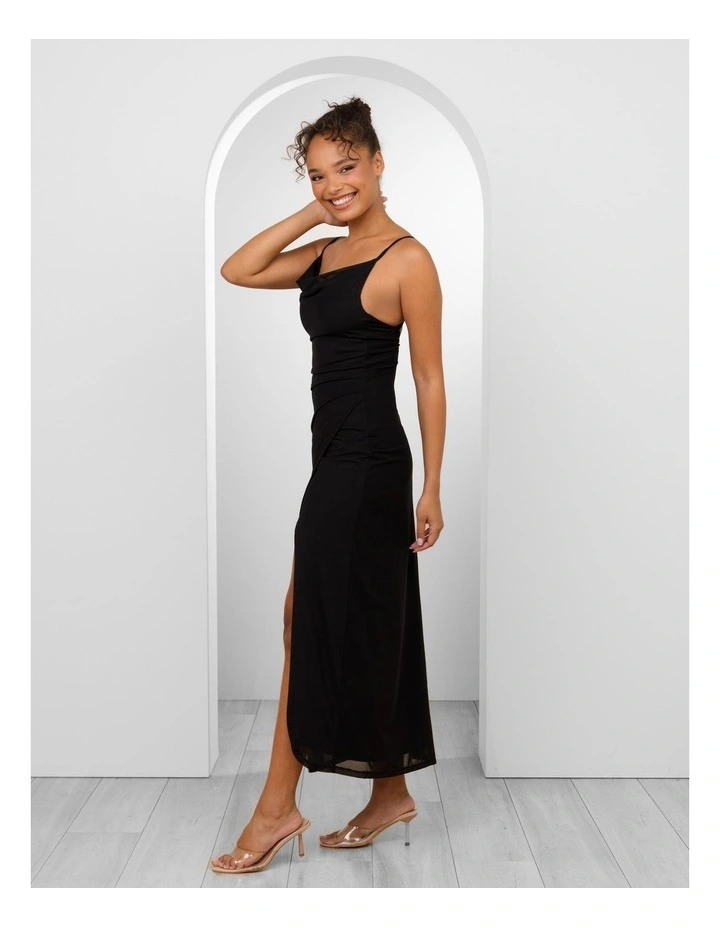 Axel Cowl Neck Maxi Dress in Black image 3