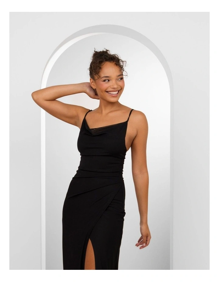 Axel Cowl Neck Maxi Dress in Black image 4