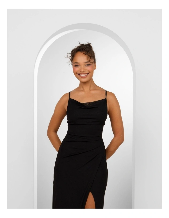 Axel Cowl Neck Maxi Dress in Black image 5