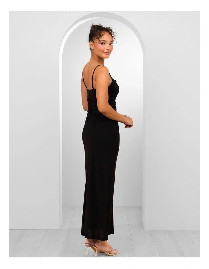 Orlando Cowl Neck Mesh Gown in Black image 2