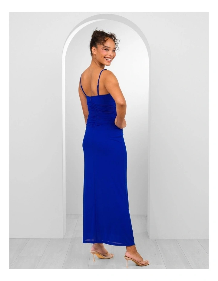 Orlando Cowl Neck Mesh Gown in Cobalt image 2