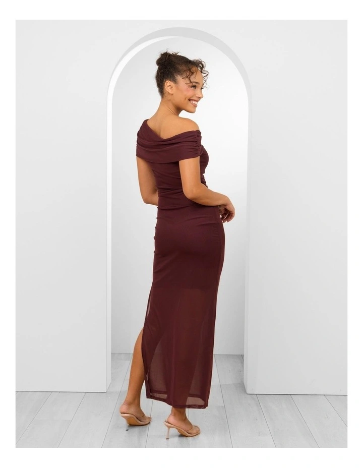 Irene Mesh Maxi Dress in Burgundy image 2