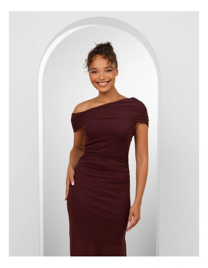 Irene Mesh Maxi Dress in Burgundy image 4