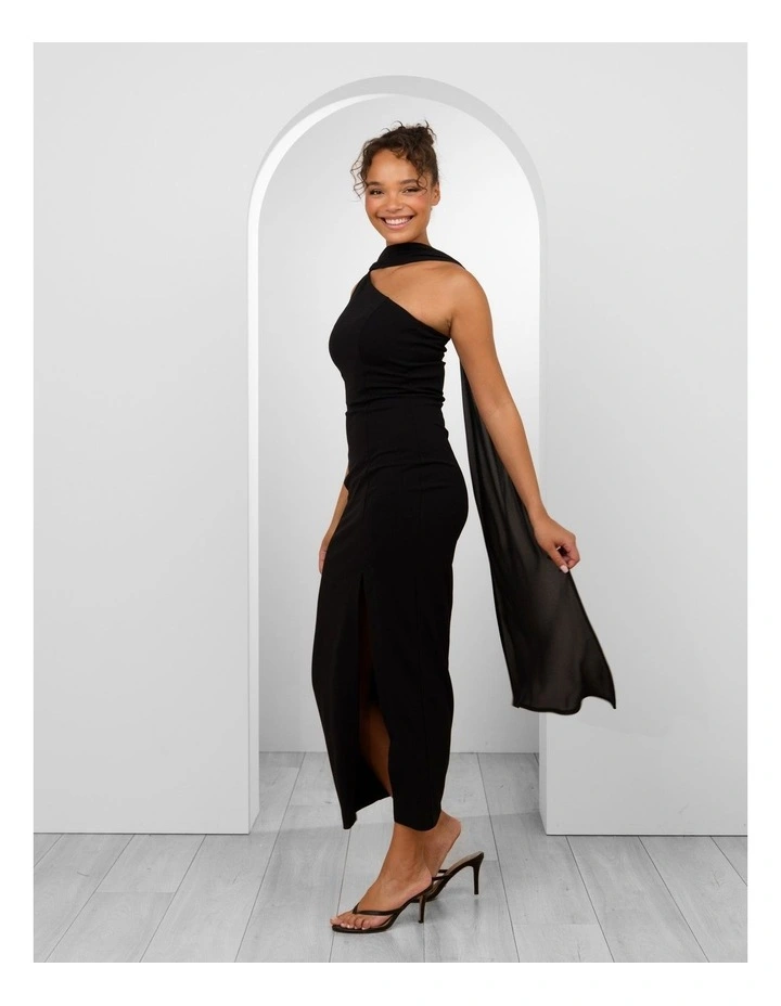 Yukio One Shoulder Maxi Dress in Black image 2