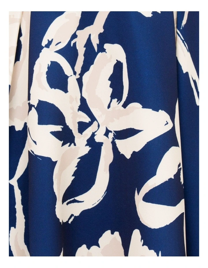 Cortez Strapless A-Line Dress in Navy and White Abstract Print image 6