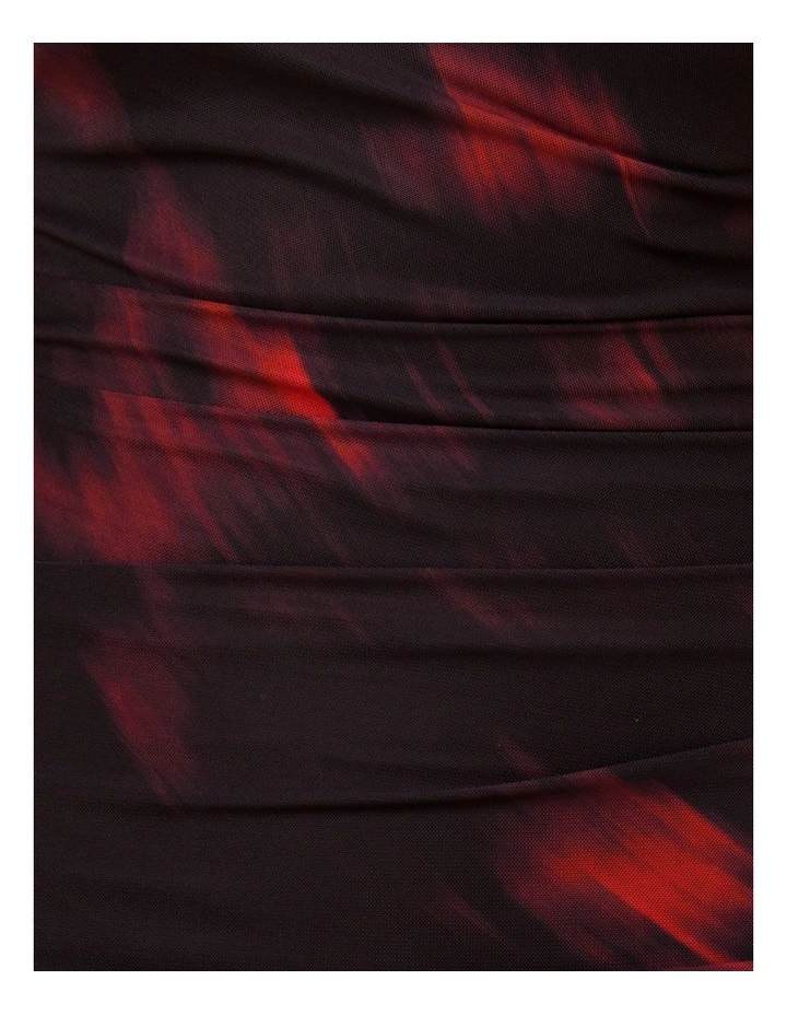 Peggy Off Shoulder Maxi in Black and Red Abstract Print image 6