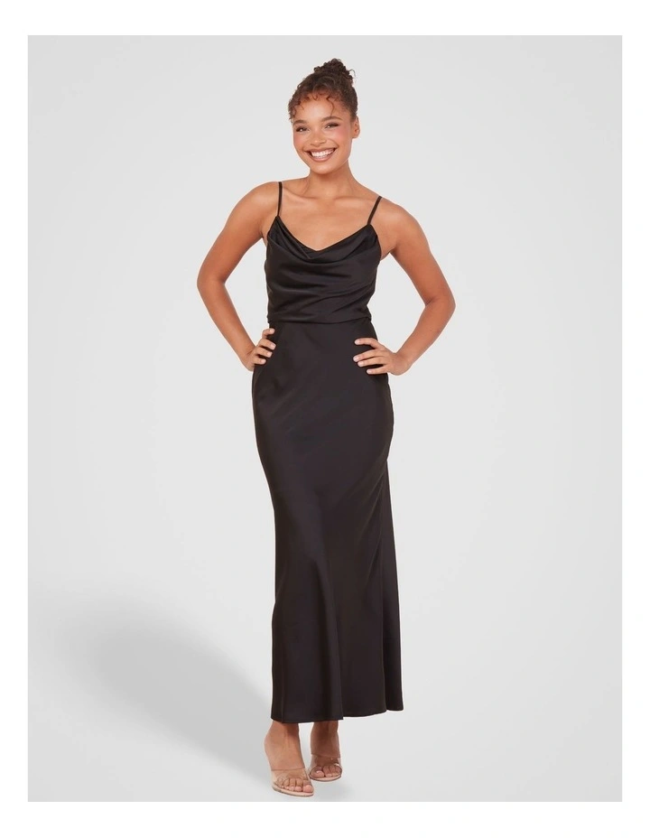 Lily Cowl Back Gown in Brown image 1