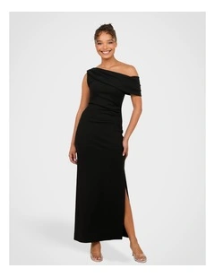 Ellie Drape One Shoulder Dress in Black