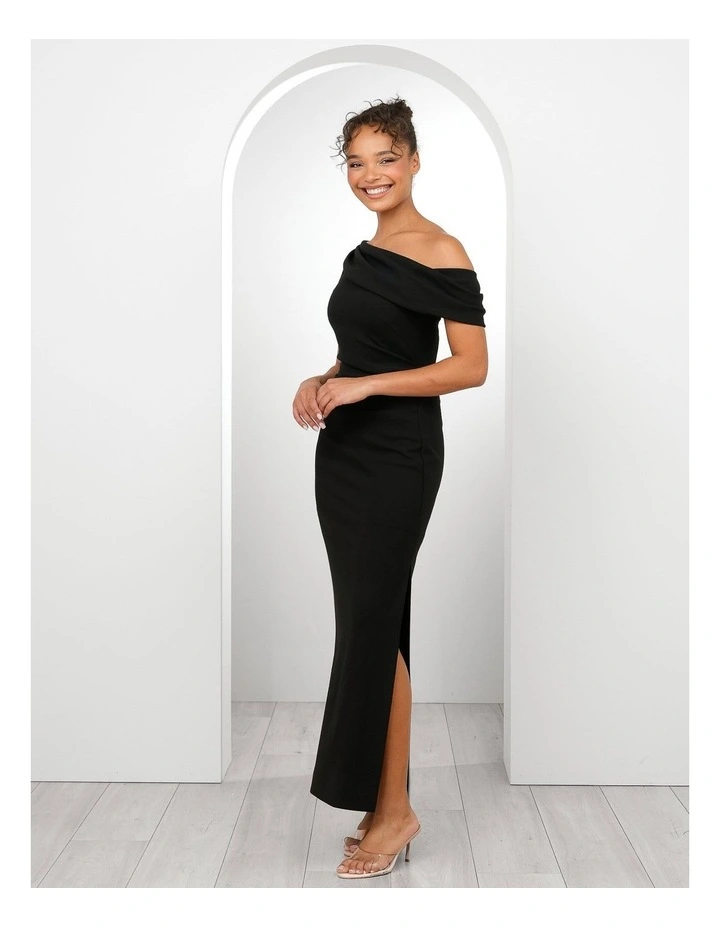 Ellie Drape One Shoulder Dress in Black image 3