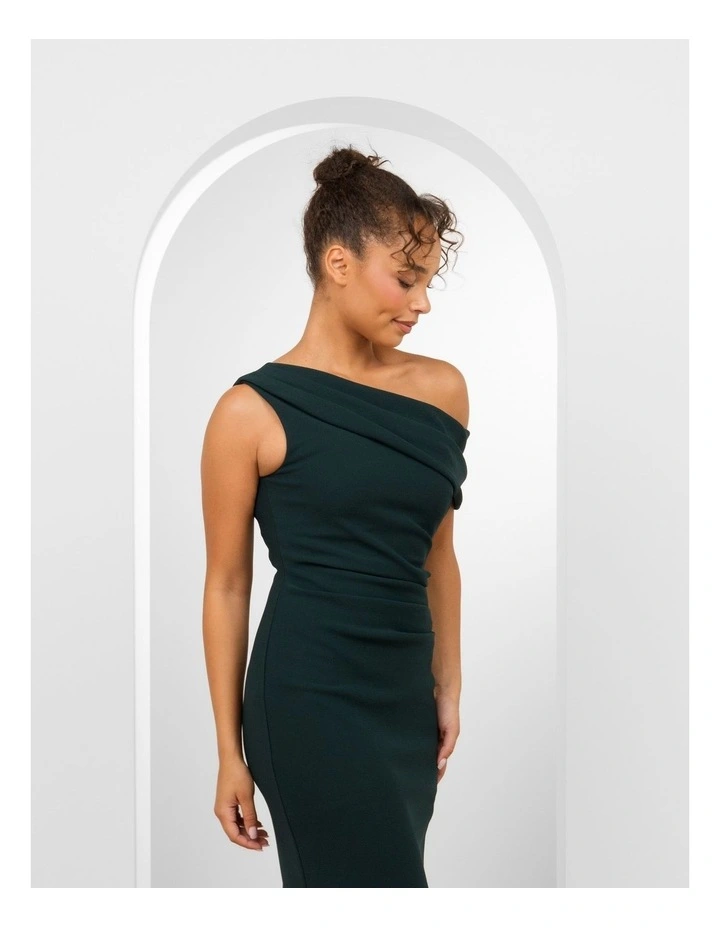 Ellie Drape One Shoulder Dress in Emerald image 5