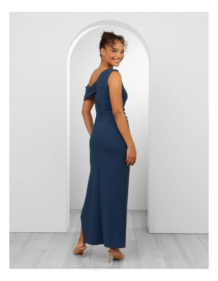 Ellie Drape One Shoulder Dress in Teal image 2