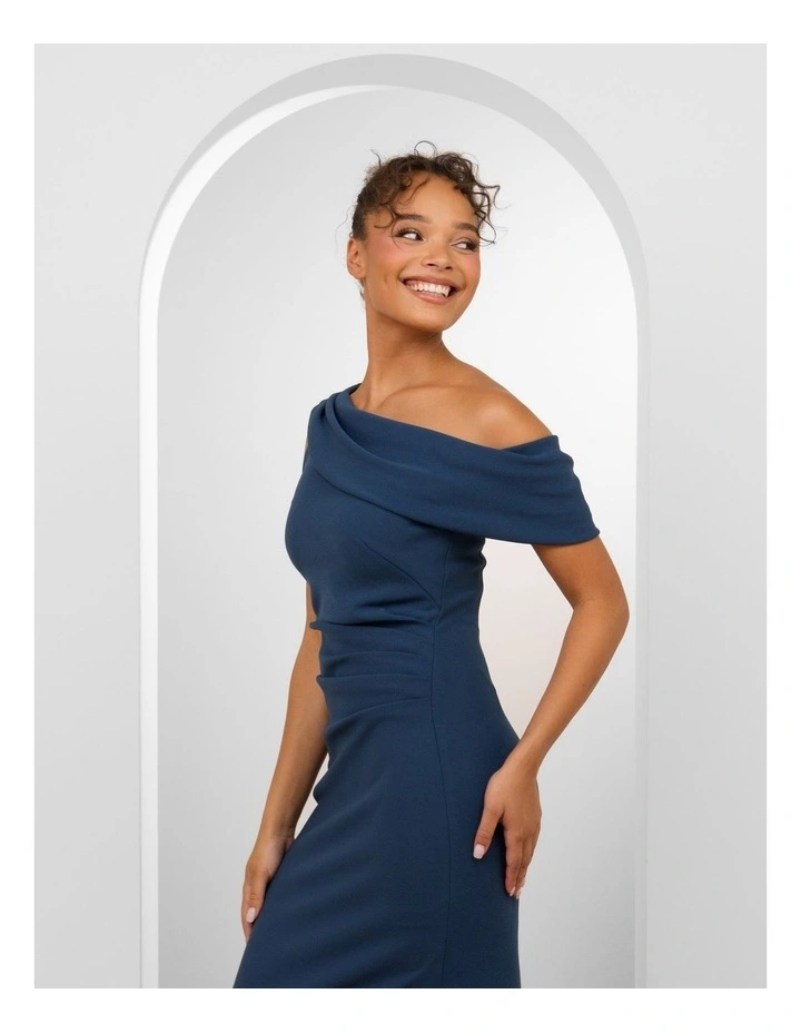 Ellie Drape One Shoulder Dress in Teal image 5