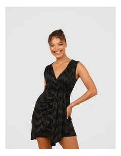 Taylor Sleeveless Mini Dress in Black and Gold