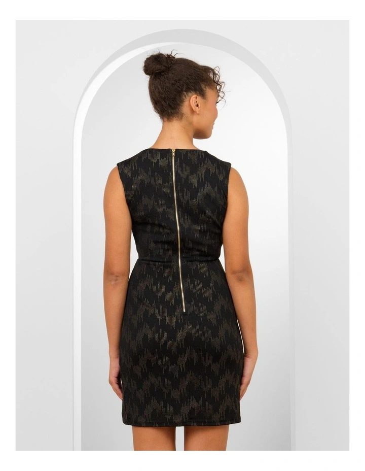 Taylor Sleeveless Mini Dress in Black and Gold image 2