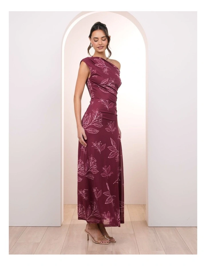 Isabella Mesh Maxi Dress in Ruby Leaf Print image 3