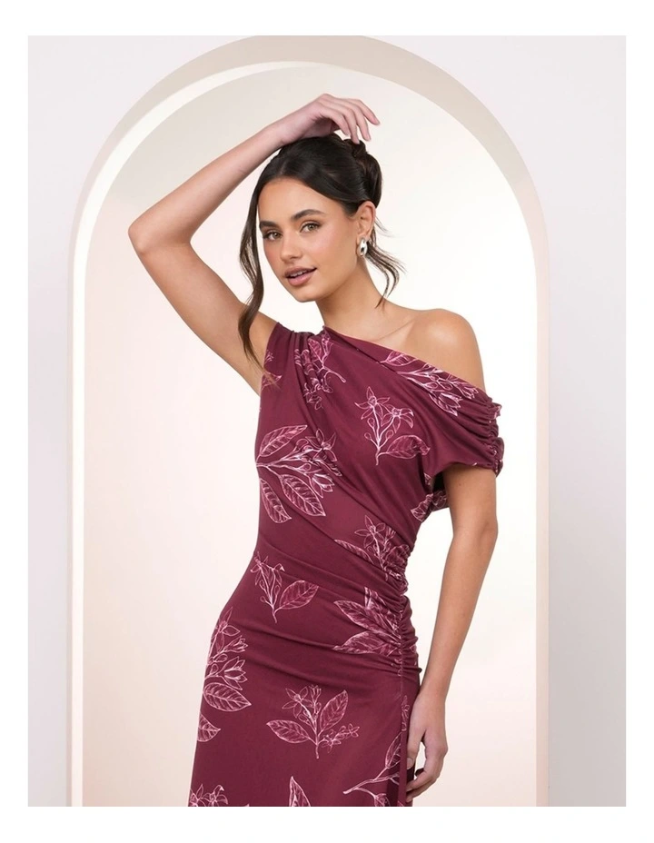 Isabella Mesh Maxi Dress in Ruby Leaf Print image 5