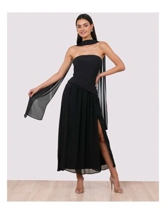 Meya Corset Scarf Maxi Dress