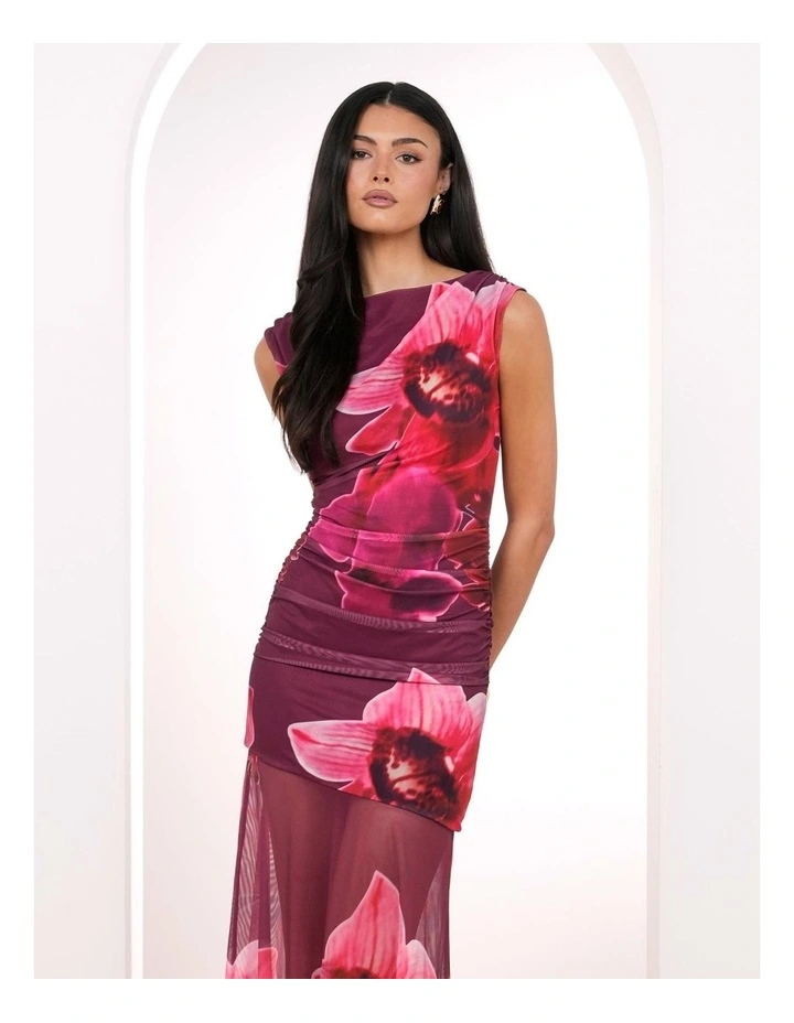 Camryn Maxi Drape Mesh Dress image 4