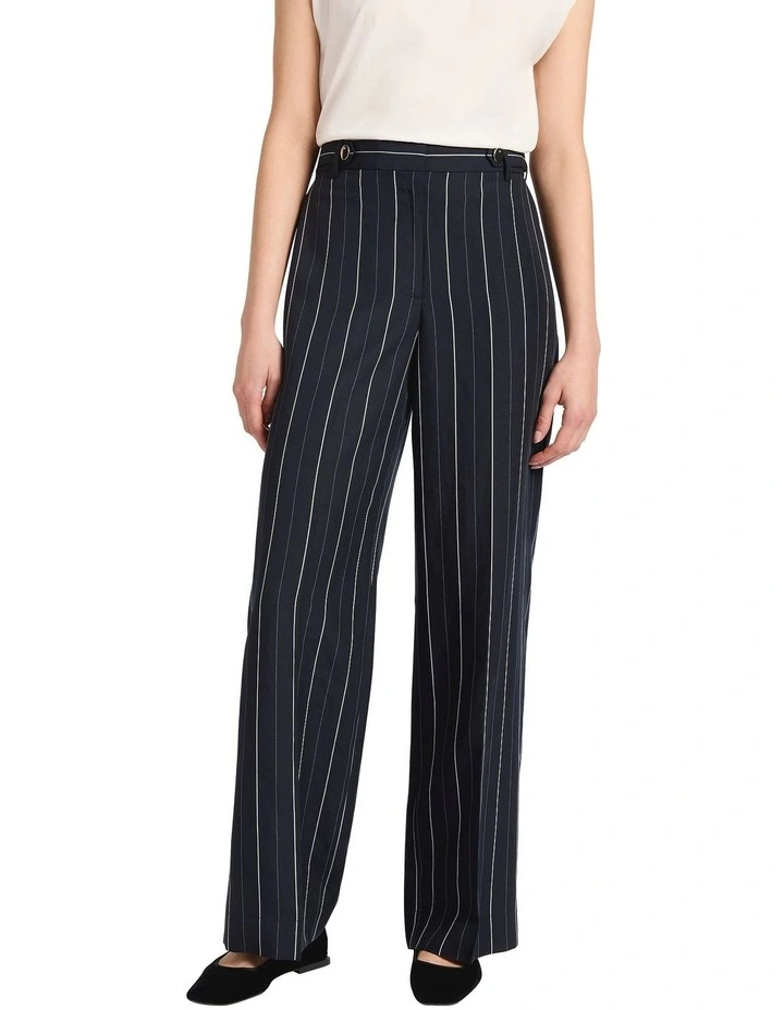 Charles Wide Leg Pant in Navy Stripe image 2