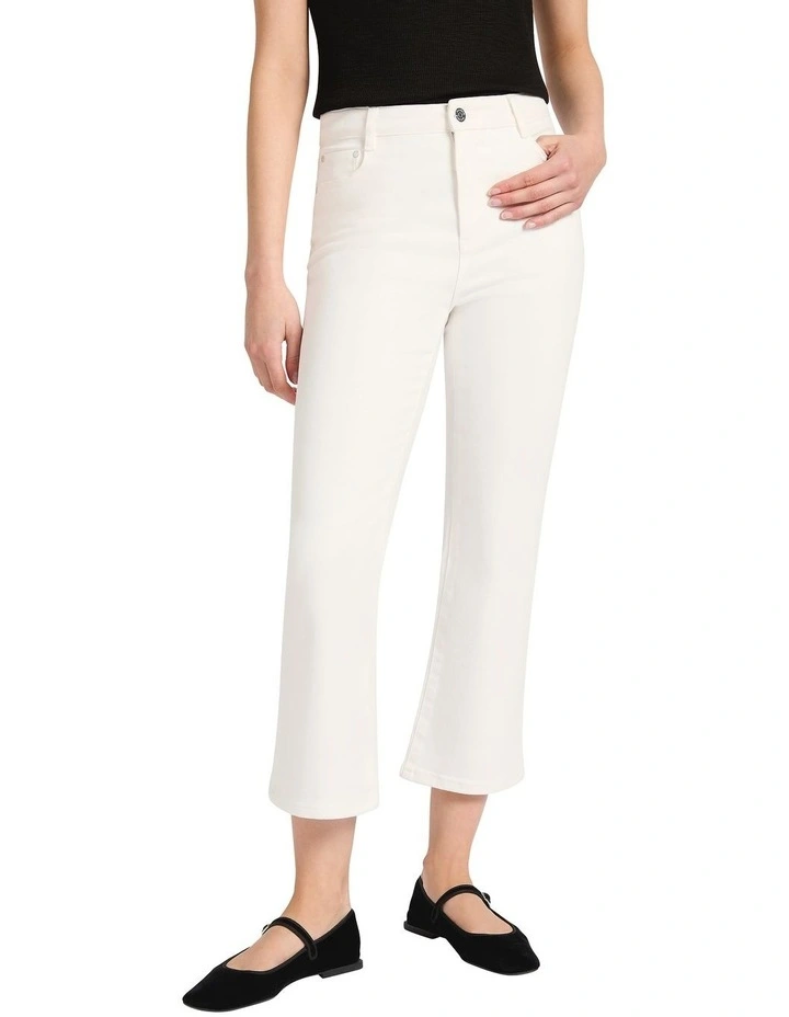 Emilie Cropped Flare Jean in Ivory image 2