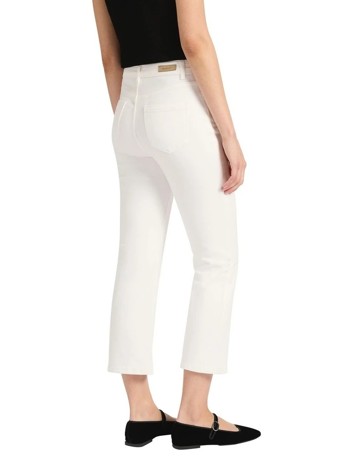 Emilie Cropped Flare Jean in Ivory image 3