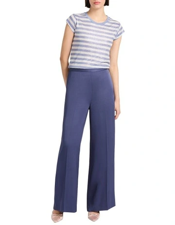 Shining Sun Foil Linen Tee in Blue Stripe