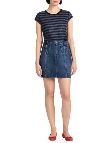 Shining Sun Foil Linen Tee in Black Stripe