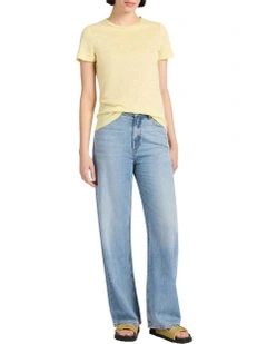 Kat Linen Crew Neck Tee in Butter