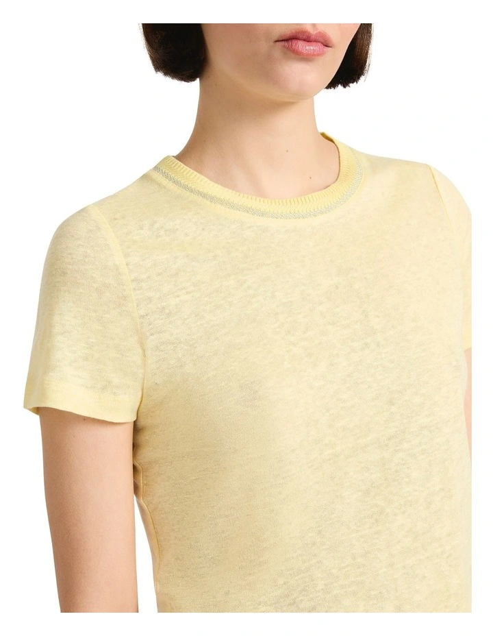 Kat Linen Crew Neck Tee in Butter image 3