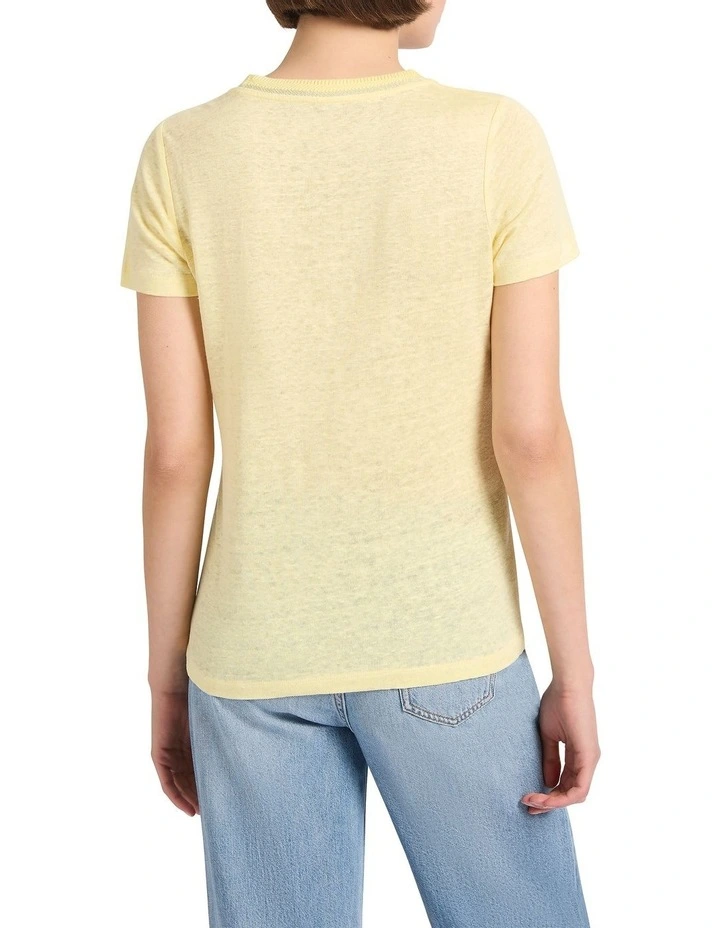 Kat Linen Crew Neck Tee in Butter image 4