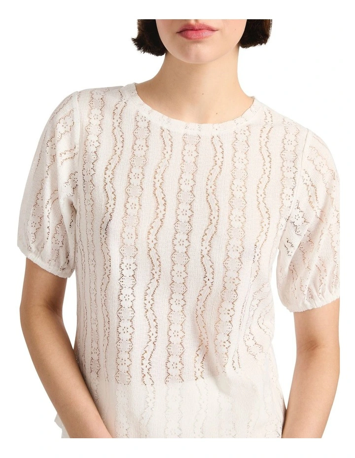 Elinor Textured Top in Ivory image 2