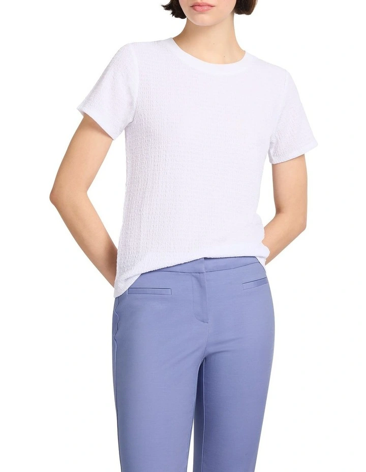 Mina Textured Tee in White image 2