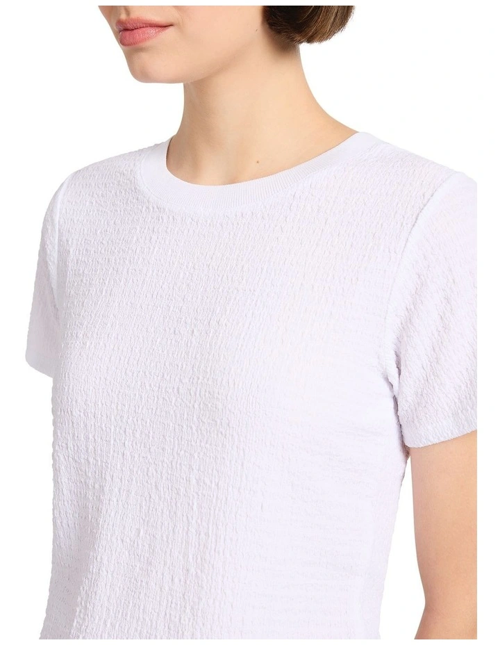 Mina Textured Tee in White image 3
