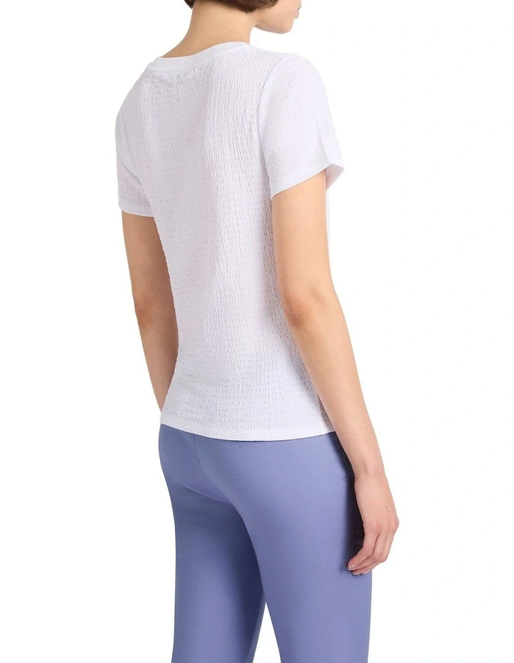 Mina Textured Tee in White image 4