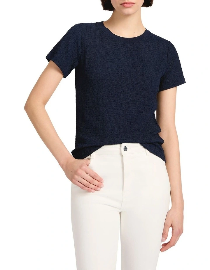 Mina Textured Tee in Navy image 2