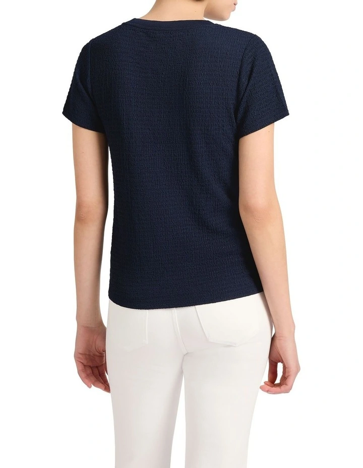 Mina Textured Tee in Navy image 4