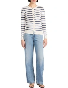 Georgiana Csc Stripe Cardigan in Ivory Stripe