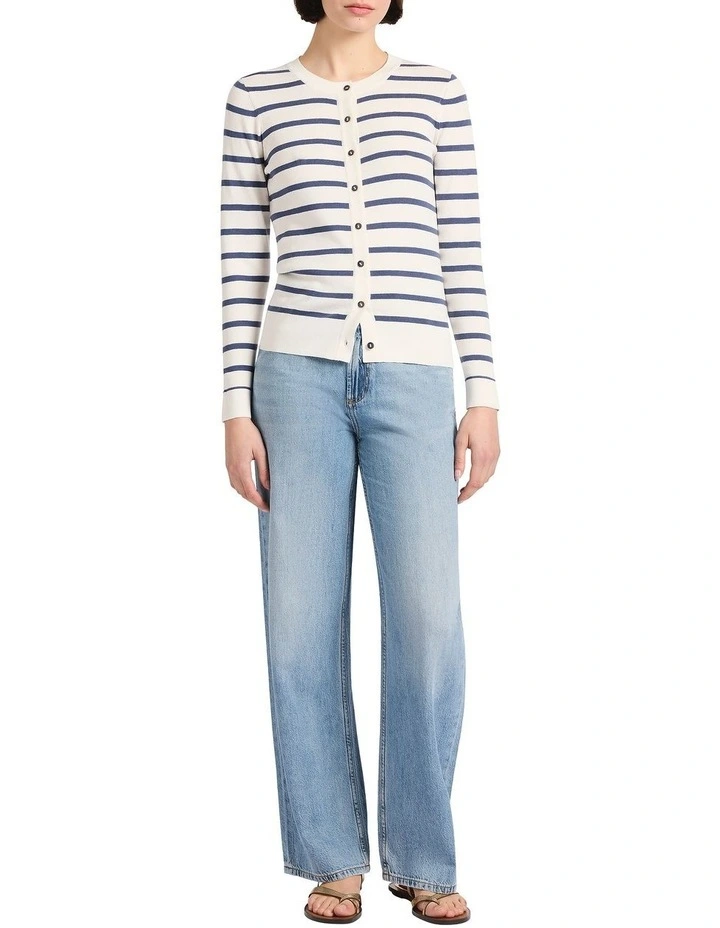 Georgiana Csc Stripe Cardigan in Ivory Stripe image 1